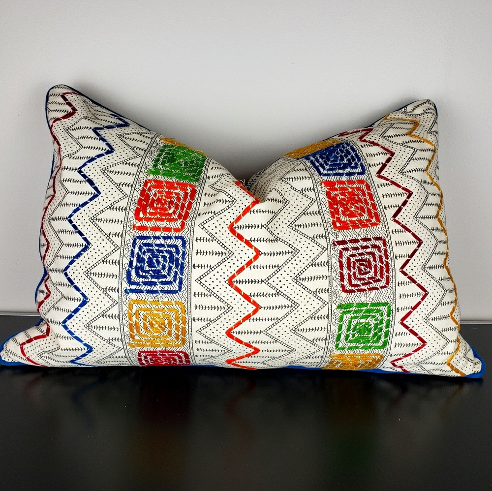 CLOSET CLEAROUT Boho colorful Geometric feather accent pillow